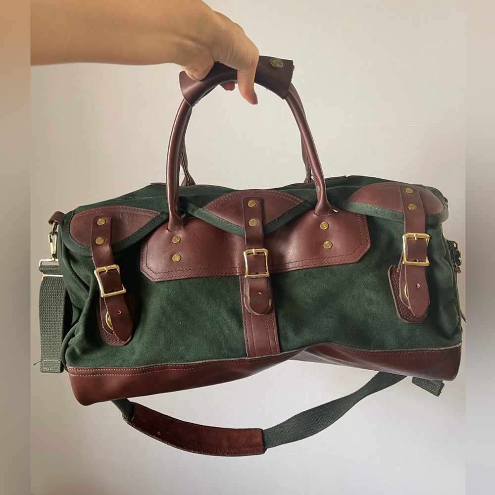 Orvis Battenkill Duffel Bag Forest Green Canvas Leather USA